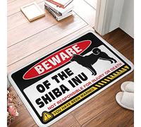CBRT Felpudo para puerta de casa, con el texto "Beware Of Shiba Inu", decoración de piscina, para interiores y exteriores (65 x 90 cm)