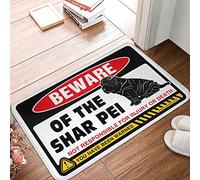CBRT Felpudo para puerta de casa, con texto en inglés "Beware Of Shar Pei", decoración de piscina, para interiores y exteriores (65 x 90 cm)