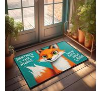 CBRT Felpudo para puerta de entrada al aire libre, diseño de zorro, se ríe en el diálogo propio, tapete para interiores y exteriores, tapete para puerta delantera de otoño (65 x 90 cm)