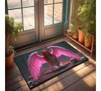CBRT Felpudo para puerta delantera con texto en inglés "A Woman With Glow Pink Wings Sits Among Skulls In A Dark Forest", para exteriores, bar, accesorios para decoración de habitación de niños (40 x