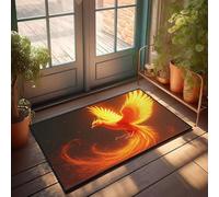 CBRT Felpudo único para entrada interior, un fénix ardiente se eleva con alas extendidas, tapete ancho para otoño, decoración de habitación de hombre (65 x 90 cm)