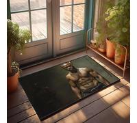 CBRT Felpudo único para la entrada interior, un hombre musculoso con una lanza se mantiene con confianza en un entorno con poca luz, tapete de otoño para decoración de habitación de hombre (50 x 80 cm