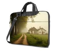 CBRT Funda para portátil de 15.6 pulgadas, una escena rural pacífica con un camino de tierra que conduce a una granja en una mañana de niebla, bolsa para laptop, mochila de viaje para mujer, 17