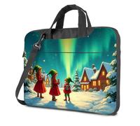CBRT Maletín para portátil de 15.6 pulgadas, tres elfos en túnicas rojas de pie bajo la aurora boreal, mochila de viaje para mujer, 17 pulgadas (29 x 38 cm)