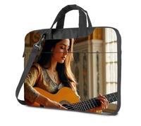 CBRT Maletín para portátil de 15.6 pulgadas, una mujer con un vestido dorado toca una guitarra acústica, bolsa para laptop, mochila de viaje para mujer, 17 pulgadas, color, 29x40cm, Bohemio