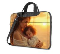 CBRT Mochila de viaje para laptop, una mujer sostiene a su hijo durmiendo mientras el sol se pone, mochila para laptop de 17 pulgadas, bolsa negra, color, 29x40cm