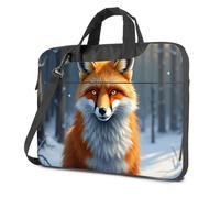 CBRT Mochila para laptop para hombre, un zorro con llamativos ojos amarillos, se coloca en un bosque nevado, bolsa para laptop de 16 pulgadas, bolsa para laptop de 17 pulgadas, color, 26x36cm, Bohemio