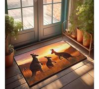 CBRT Tapete de cocina de casa de campo con diseño de canguros de pie en un campo al atardecer, tapete para puerta delantera, material interior para dormitorio (50 x 80 cm)