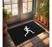 CBRT Tapete para puerta delantera con diseño de silueta blanca de una persona que corre sobre un fondo negro, tapete grande para puerta delantera, juego de alfombras de baño para interiores (40 x 60