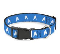 CBS Studios Inc. Collar para Mascotas, Collar de Perro, Hebilla de plástico, Insignia de la Flota Estelar de Star Trek, Azul y Blanco, 7 a 8.5 Pulgadas, 0.5 Pulgadas de Ancho