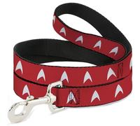CBS Studios Inc. Correa para Mascotas, Correa para Perro, Insignia de la Flota Estelar de Star Trek, Rojo y Blanco, 4 pies de Largo 1.5 Pulgadas de Ancho