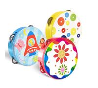 CBSKY - Paquete de 3 panderetas de mano de 6 pulgadas con cascabeles de metal, instrumento musical de percusión para bailar, cantar, fiesta, karaoke, clases de música, culto a la iglesia