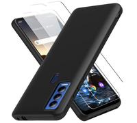 CBUS - Funda de silicona flexible + 2 protectores de pantalla de vidrio para AT&T Motivate Max, Cricket Ovation 3 (negro mate)