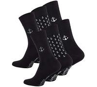 CC Clark Crown 6 pares de calcetines de bambú elegantes y modernos, sin costuras apretadas, color negro liso y patrón de ancla, 6 Pares - Ancla, 43-46
