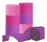 CC wonderland zone 6 rollos de papel crepé rosa, cintas crepé para decoración de fiestas, 4,5 cm x 25 cm (rosa/rosa/rojo/violeta claro)