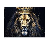 CcacHe Animales En Blanco Y Negro Lienzo Cuadros Y LáMinas, Obra De Arte Del LeóN Oro, negro Cuadros Sala Impresiones ArtíSticas Pared Dormitorio Granja DecoracióN -75x115cm Sin marco