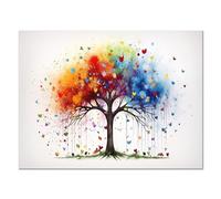 CcacHe áRbol De La Vida Lienzo Cuadros Para Dormitorio, Paisaje Abstracto Rojo azul Cuadros Sala DecoracióN EstéTica CláSica ArtíSticas De Pared De Dormitorio De Granja -60x80cm Sin marco