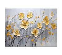 CcacHe cuadros decoracion salon modernos, Gris, amarillo - Cuadro en lienzo, impresiones de pared, Premium Poster Cuadros Modernos Salón Lienzo Poliéster y Multicolor - 60x80cm Sin marco