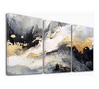 CcacHe Set de 3 Abstracto ContemporáNeo Lienzo Cuadros Para Dormitorio, Abstracto Oro blanco Cuadros Sala DecoracióN Impresiones ArtíSticas De Pared De Dormitorio De Granja -60x80cm Enmarcado