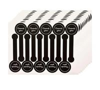 CCAIPU 100 Piezas Pegatinas De Sellado Hechas A Mano Para Hornear Alimentos, Pegatinas De Pasteles Hechos A Mano, Pegatinas De Pasteles Negros Largos. (A)