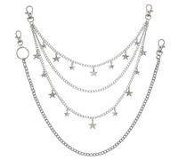 CCAIPU 2 cinturones de cadena de metal multicapa plateados para mujer, cadena para el cuerpo, cinturones de cadena para vestido (Plata-B)