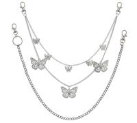 CCAIPU 2 cinturones de cadena de metal multicapa plateados para mujer, cadena para el cuerpo, cinturones de cadena para vestido (Plata-C)