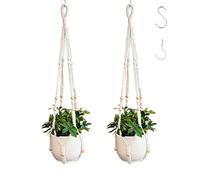 CCAIPU 2Pcs colgadores para Plantas de macramé, colgadores para Plantas de algodón Estilo Boho, Soporte para Plantas de Techo para Interiores para salón, jardín, Oficina (Color-A)