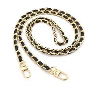 CCAIPU Bolso Cadena Correa, Oro Aleación Bolso Cadena Ajustable Bolso Correas Reemplazo Cadenas para Hombro Cruz Bolsa (Oro/Negro-A)