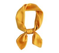 CCAIPU Bufanda de Seda para Mujer, Suave y Ligera Bufanda Color Sólido Seda Sentir Bandana de Satén Damas Bufanda de Seda para Mujeres-70x70cm (Amarillo)