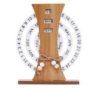 CCAIPU Calendario Perpetuo, Calendario Perpetuo de Escritorio de Madera Manual Giratorio Calendario Perpetuo de Madera Decoración de Escritorio para Oficina en Casa (B)