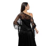 CCAIPU Chales de Encaje y Envolturas para Mujeres, Malla Suave Pashmina Mantones y Bufandas Borlas Señoras Mantón Sedoso para Fiesta de Boda Vestidos de Novia