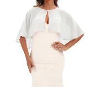 CCAIPU Chales para Mujer, Moda Chales Ligeras con Hebilla de Perlas Estola de Mujer para Fiesta de Noche Boda Vestidos de Novia Estola (Blanco)