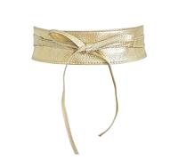 CCAIPU Cinturón de Cuero PU Cincha del vestido para Mujer, Cincha cinturón ancho Elástico Cinturón Elástico de Moda (Oro)