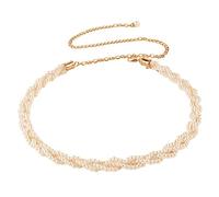 CCAIPU cinturones de cadena para las mujeres, perla ajustable de oro de enlace de metal cinturón de cintura retro cinturón de cadena para la boda Jeans Vestido - 105cm