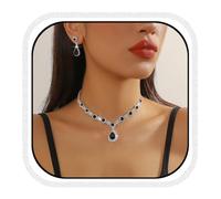 CCAIPU Conjunto de Joyas para Mujer Colgante Collar y Pendientes Conjunto Cristal Set de Joyas Circonio Juegos Joyas de Novia Regalos para Mujeres Novia Mamá (B-Negro)