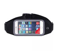 CCAIPU Correr Riñonera para Mujer Hombre, Riñonera con Agujero para Auriculares/Smartphones Pantalla Táctil Transparente/Bolsillo con Cremallera Riñoneras para Deporte Viajes Aire Libre (Negro)