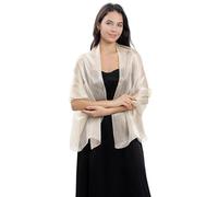 CCAIPU Estola y envolturas para mujer, bufandas y chales suaves transparentes de organza brillante para vestidos de noche, bodas, fiestas de novia (Beige)