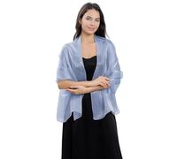 CCAIPU Estola y envolturas para mujer, bufandas y chales suaves transparentes de organza brillante para vestidos de noche, bodas, fiestas de novia (Azul)