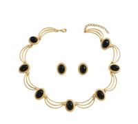 CCAIPU Juego de joyas para mujer, elegante conjunto de joyas brillantes, collar, aretes, pulsera, anillos para mujer, regalos de boda, talla única, Titanio, Diamantes de imitación