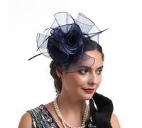 CCAIPU Sombrero Fascinador para Mujer, Diadema de Malla Floral con Cintas y Plumas, Elegante Pinza para el Pelo, Tocado de Fiesta de Té para Niñas y Mujeres