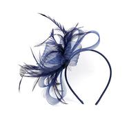 CCAIPU Sombreros de mujer con flecos, sombreros de red con flores y plumas, accesorios para el pelo, tocados para bodas. (FR/ES, Letras, Talla única, Azul)