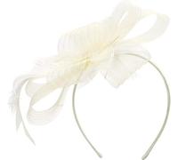 CCAIPU Sombreros de mujer con flecos, sombreros de red con flores y plumas, accesorios para el pelo, tocados para bodas. (FR/ES, Letras, Talla única, Blanco-A)