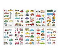 CCAIPU Tatuaje Temporal para Niños, 10 Hojas de Pegatinas de Coches | Dinosaurios | Animales, (10 - Coches)