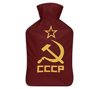 CCCP - Botella de agua de goma para martillo y hoz con cubierta de felpa suave, bolsa de agua caliente para invierno, manos y pies, protección contra el frío, 1000 ml