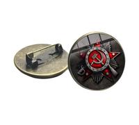 CCCP URSS - Broche de estrella roja del ejército soviético chapado en bronce de cristal cabujón arte redondo metal pines botón ruso insignias decorativas joyería, Vidrio