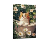 Cccyh_4K__A_cute_orange_and_white_cat_is_sitting_in_the_767065c1-6355-4c4e-995b-aae84f9803d4_3 Póster decorativo de lienzo para pared e impresión artística moderna para decoración de dormitorio