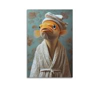 Cccyh_4K__A_fish_wearing_a_white_bathrobe_and_a_towel_o_6d44701a-ff78-47e2-8220-6a11e134023b_1 Póster decorativo de lienzo para pared e impresión artística moderna para dormitorio familiar
