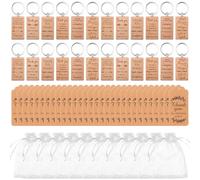 CCCYMM 90 llaveros inspiradores de madera para empleados del mes con tarjetas de agradecimiento, bolsas de malla blanca para colegas, mujeres, hombres, profesores de equipo