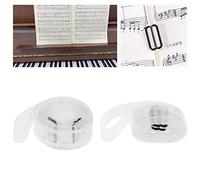 CCeCCe Paquete de 2 clips de libro de música, transparente, visible, hoja de página de piano, banda de presión, correa de fijación, carpeta de partitura de música, soporte de marcador, tira de