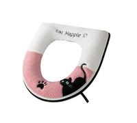 Ccguoea Cojín de asiento de inodoro de felpa con diseño de gatos encantadores, funda de instalación rápida, cojín grueso para asiento de baño